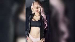 I'm crazy about leather clothes and pink hair) - Slim Babes with Big Tits