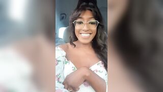 Careful not to fall in love with this gorgeous Ebony teen after dropping her titties out ???????? [2 video compilation]