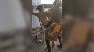French MILF banged by African tribe man - Public
