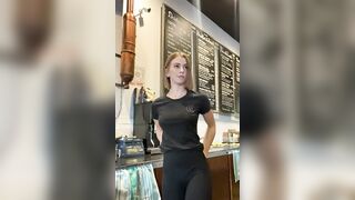 Barista flashing at Starbucks - Public