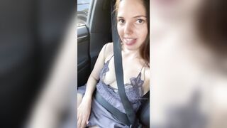 Playing with my pussy on the car ride - Public