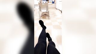 Sweaty feet and empty break room - Public Feet