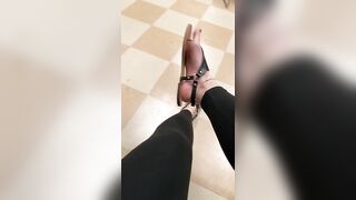 Secretly teasing in the break room - Public Feet