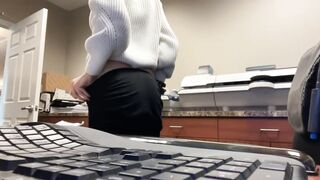 Le[f]t the copy room door open so you can help me check over my work sir. - Public Flashing