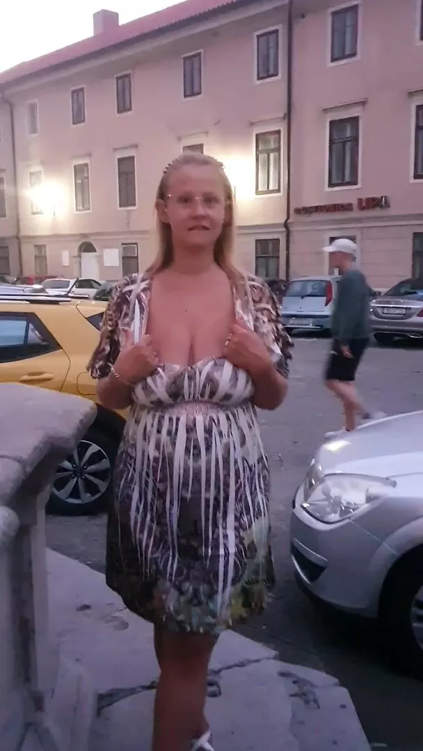 Old Huge Tits Public - Public Flashing: Well, evening, old town, Mediterranean sea, romantic....  and suddenly! Boom! Public flashing of big Slavic tits. Heh - Porn GIF  Video | netyda.com