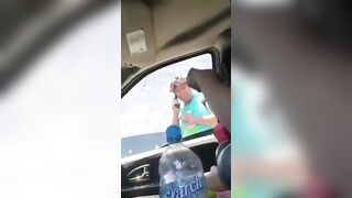 Girl in car let's passing stranger touch her - Public Flashing