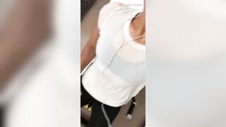 Sexy latina is horny in the gym - Public Flashing
