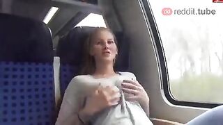 Teen fapping on the train - Public Flashing