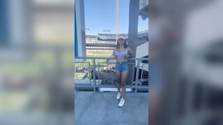 Flashing my titties at the Dodger game! - Public Flashing