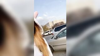 I wonder how many people in this parking lot saw me flash my pussy - Public Flashing