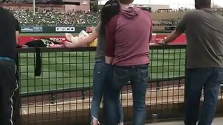 Dude Fingers Drunk Girlfriend During A Match - Public Fucking