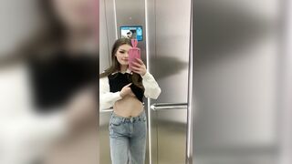 Getting my tits out in the school elevator is my new favourite hobby <3 - Public Flashing