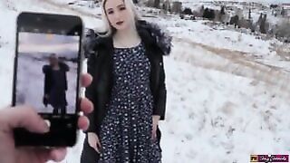Winter Blowjob And Sex With A Russian In A Fur Coat - Public Fuck