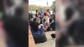 Drunk girl does not care about the crowd - Public Fuck