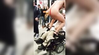 Generous Pornstar Lets Wheelchair Guy Eat Her Pussy - Public Fuck