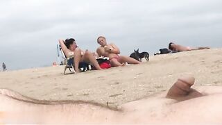 Nude Beach no hand cumshot just by watching naked women - Public Fuck