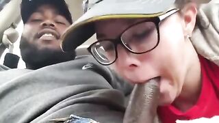 Female Employee Giving A Quick Suck In Car To A Black Client - Quality Blowjob