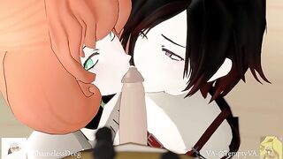 Ruby Rose And Penny Polendina "Servicing" Jaune - RWBY Anime Hentai