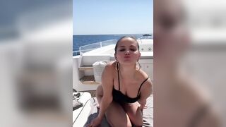 Sel on a boat from new TikTok story - Selena Gomez