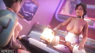 Young Ana Riding A Pachimari Plushie (Xordel) [Overwatch]