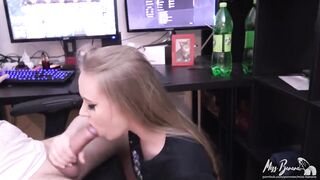 Cute gamer girl lets him cum in her mouth - She Is Fuck Worthy